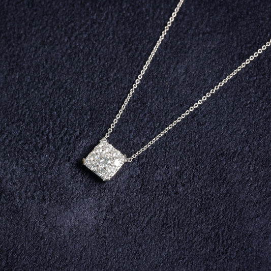 illusion square diamond necklace